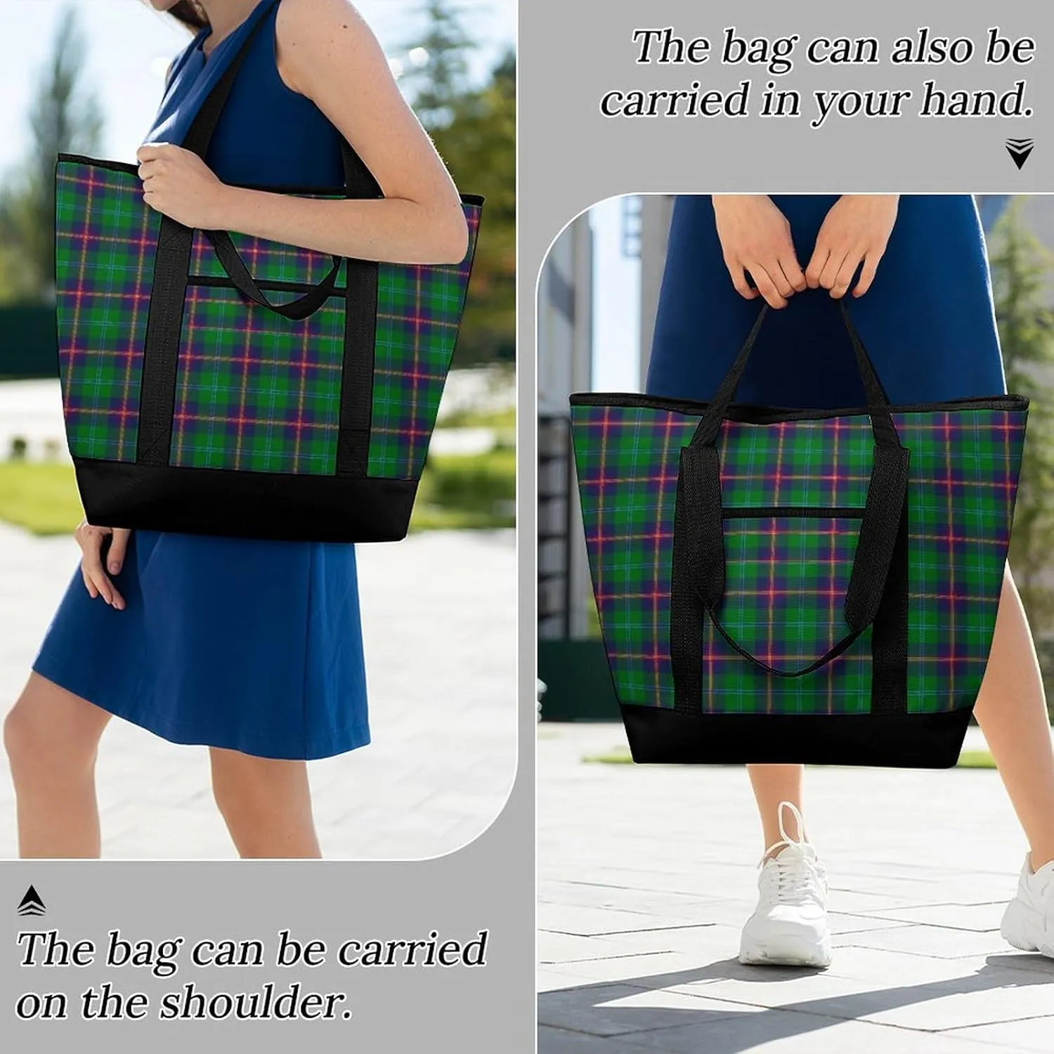 Clan Tartan Blue And Green Fashionable Large Capacity Insulated Shopping Bag