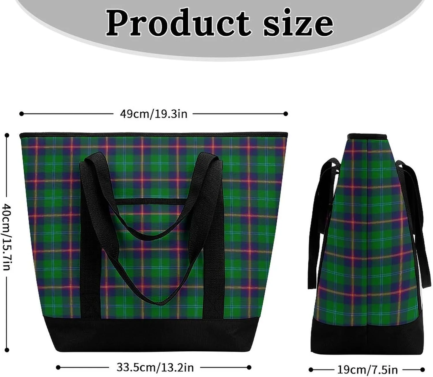 Clan Tartan Blue And Green Fashionable Large Capacity Insulated Shopping Bag