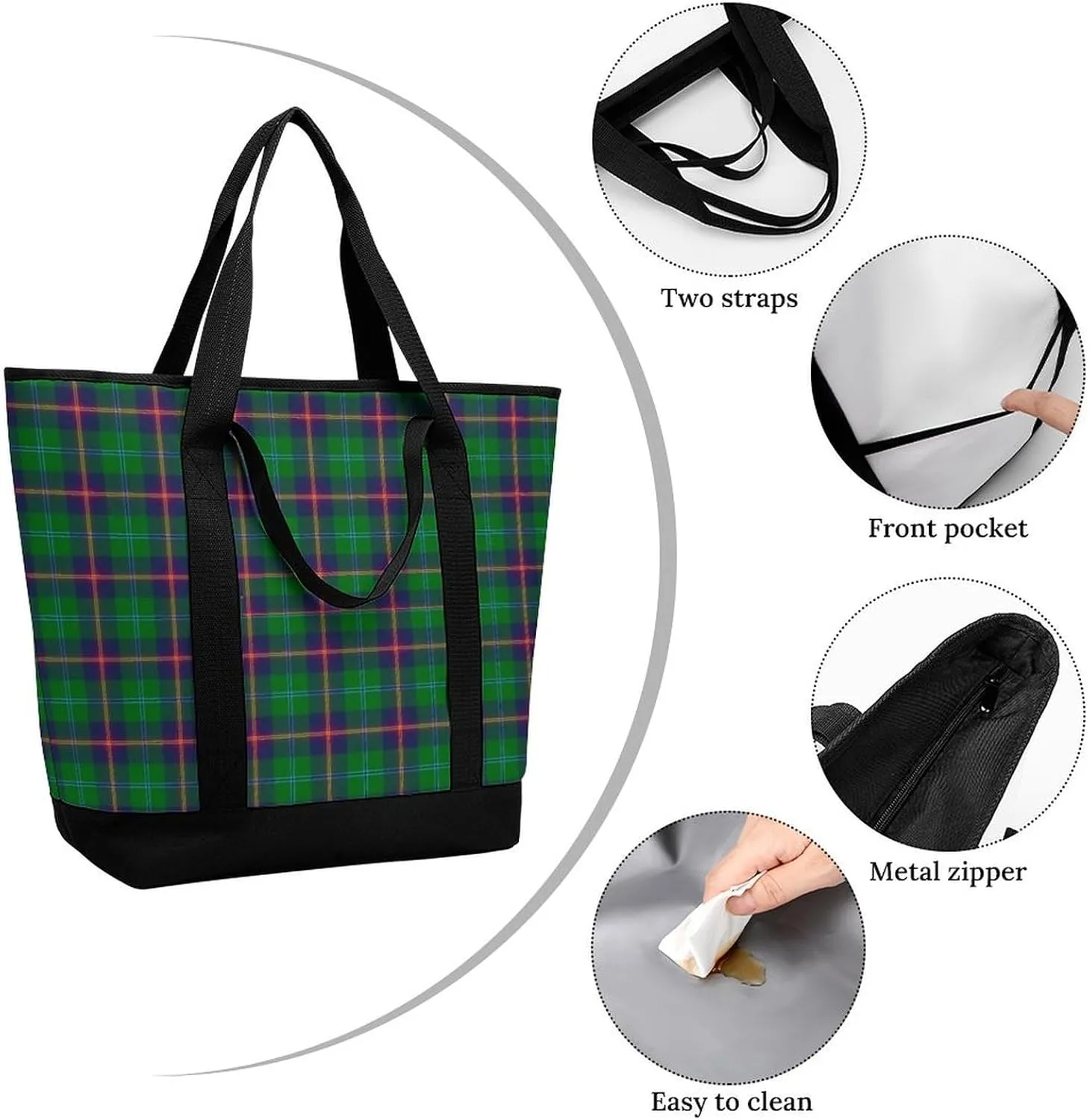 Clan Tartan Blue And Green Fashionable Large Capacity Insulated Shopping Bag