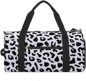 Classic Leopard Print Sport Gym Duffle Travel Bag with Shoe Compartment,Wet Pocket for Men and Women