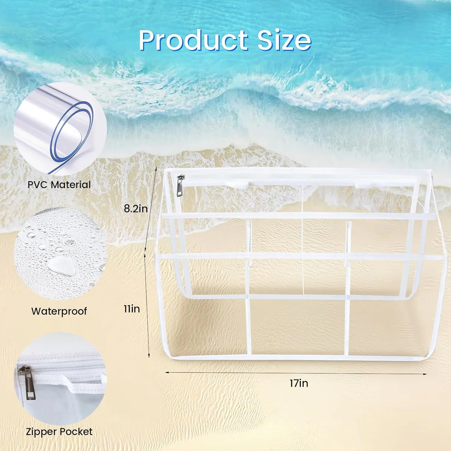 Clear Beach Bag Organizer Accessories Compatible with Bogg Bag X Large Size, Insert Divider Pouch Zipper for Bags, 5 Pocekets, Original Your Bag and Divide
