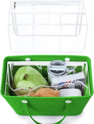 Clear Beach Bag Organizer Accessories Compatible with Bogg Bag X Large Size, Insert Divider Pouch Zipper for Bags, 5 Pocekets, Original Your Bag and Divide