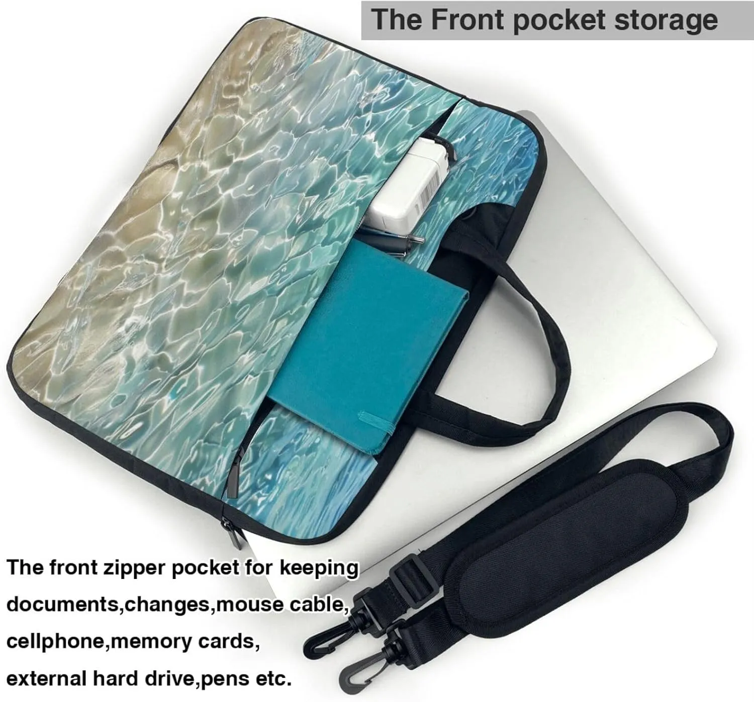 Clear Sea Water Printed Laptop Tote Bag Travel Bag Business Computer Bag Work Bag for Men Women