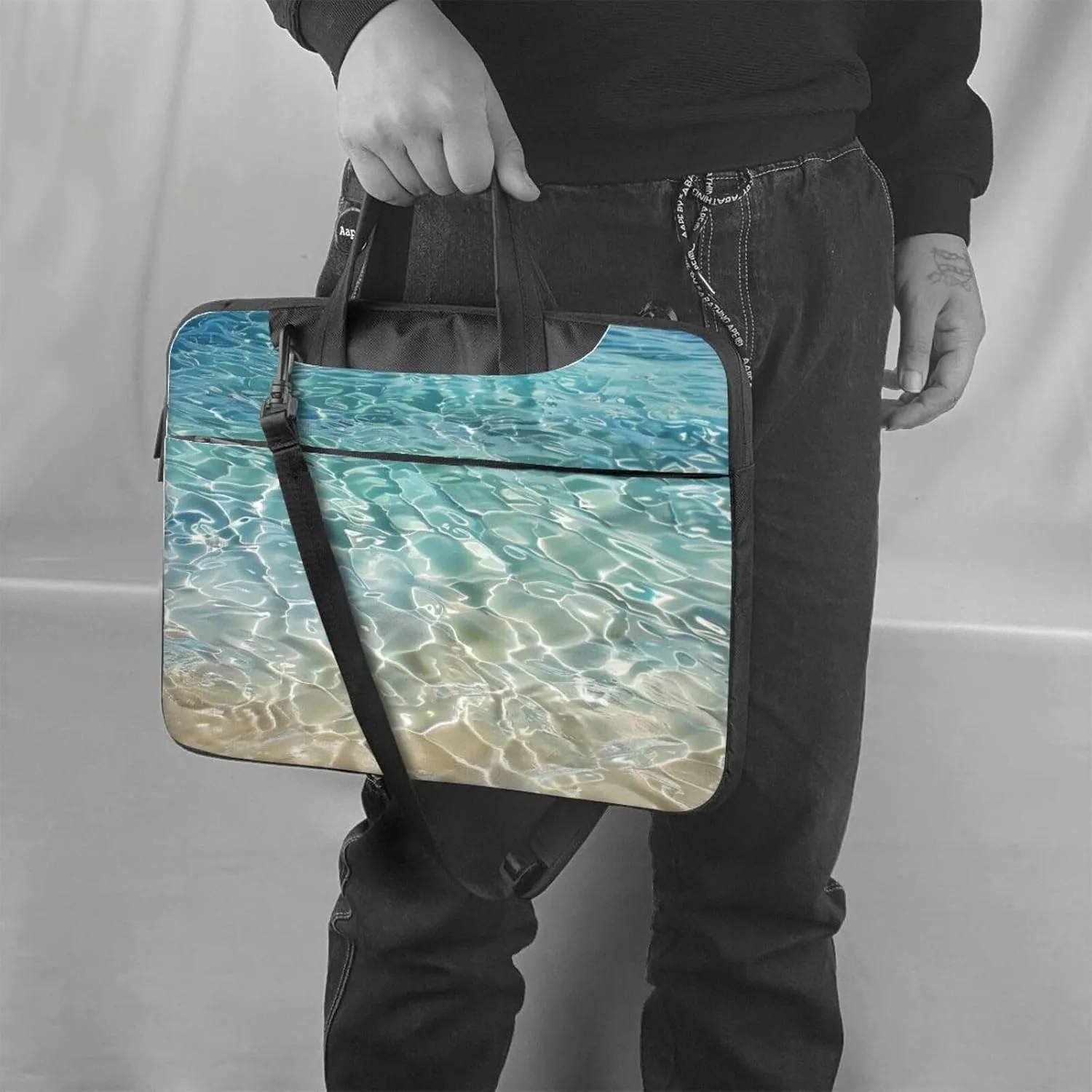 Clear Sea Water Printed Laptop Tote Bag Travel Bag Business Computer Bag Work Bag for Men Women