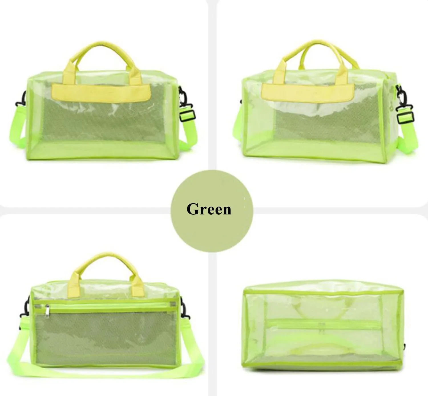 Clear Tote Bag Large Heavy Duty Clear Duffel Bag Clear Gym Bag With Adjustable Strap,With Wet Compartment For Home,Work,Concerts,Beach,Swimming (Green)