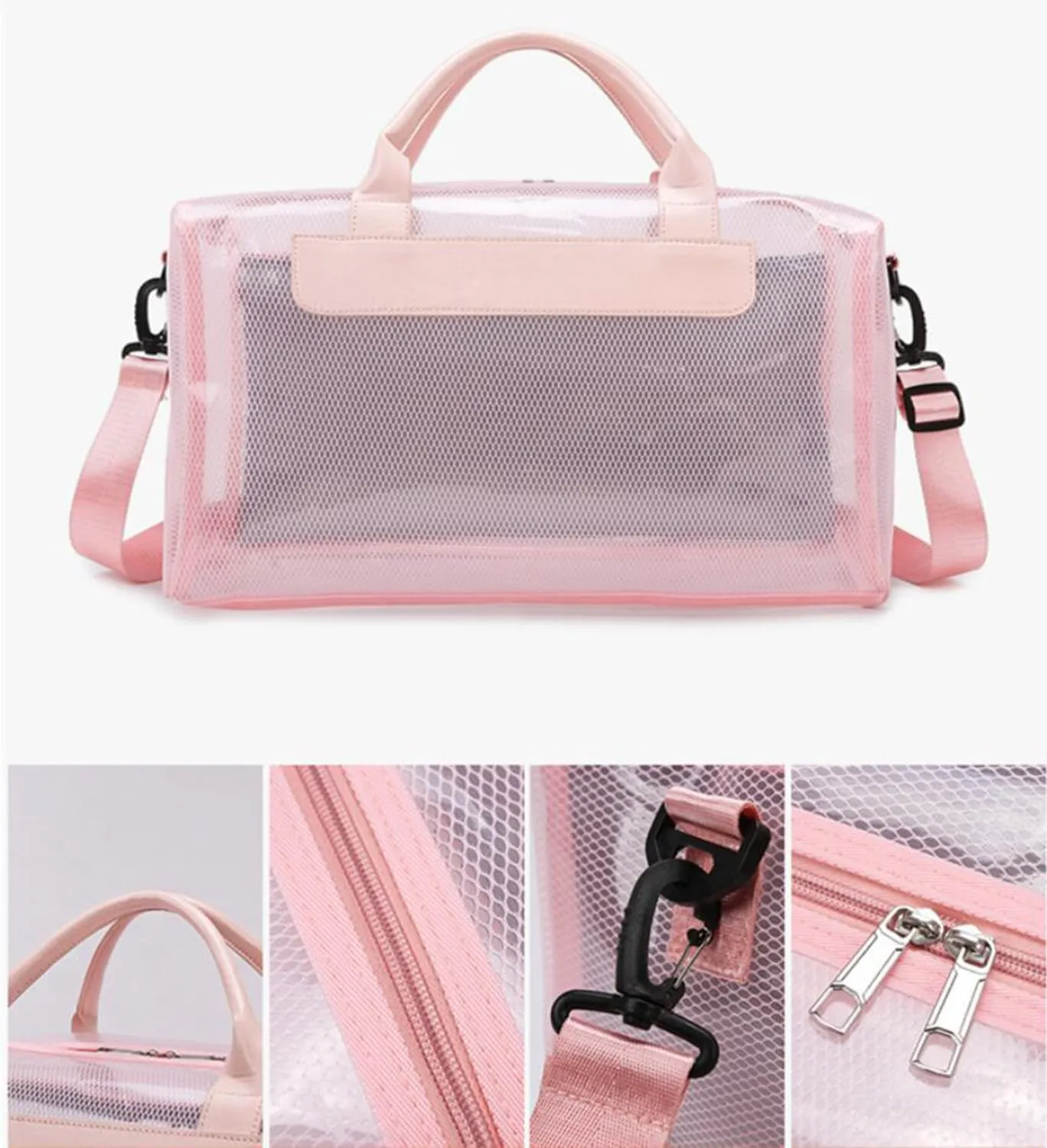 Clear Tote Bag Large Heavy Duty Clear Duffel Bag Clear Gym Bag With Adjustable Strap,With Wet Compartment For Home,Work,Concerts,Beach,Swimming (Green)