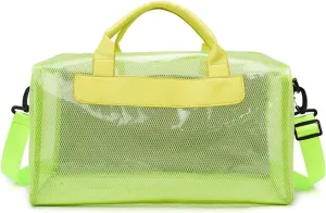 Clear Tote Bag Large Heavy Duty Clear Duffel Bag Clear Gym Bag With Adjustable Strap,With Wet Compartment For Home,Work,Concerts,Beach,Swimming (Green)