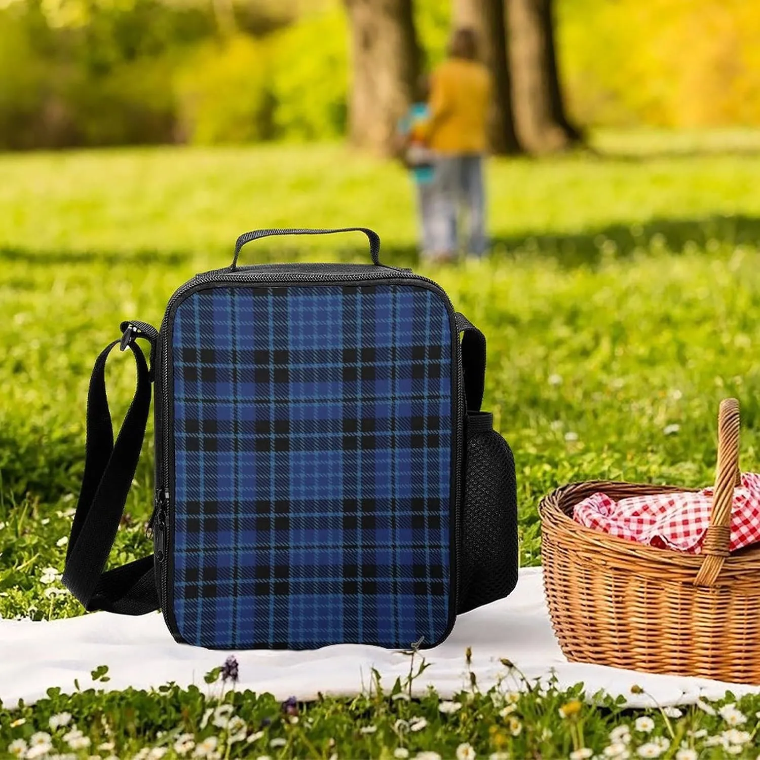 Clergy Blue Black White Large Capacity Portable Insulated Cold Meal Bag Unisex
