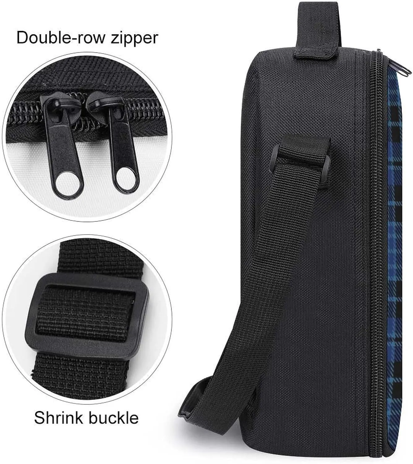 Clergy Blue Black White Large Capacity Portable Insulated Cold Meal Bag Unisex