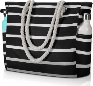 Clothirily Beach Bag for Women - Large Beach Tote Bag, Waterproof Sandproof Beach Bag with Zipper, Large Swim Pool Beach Tote