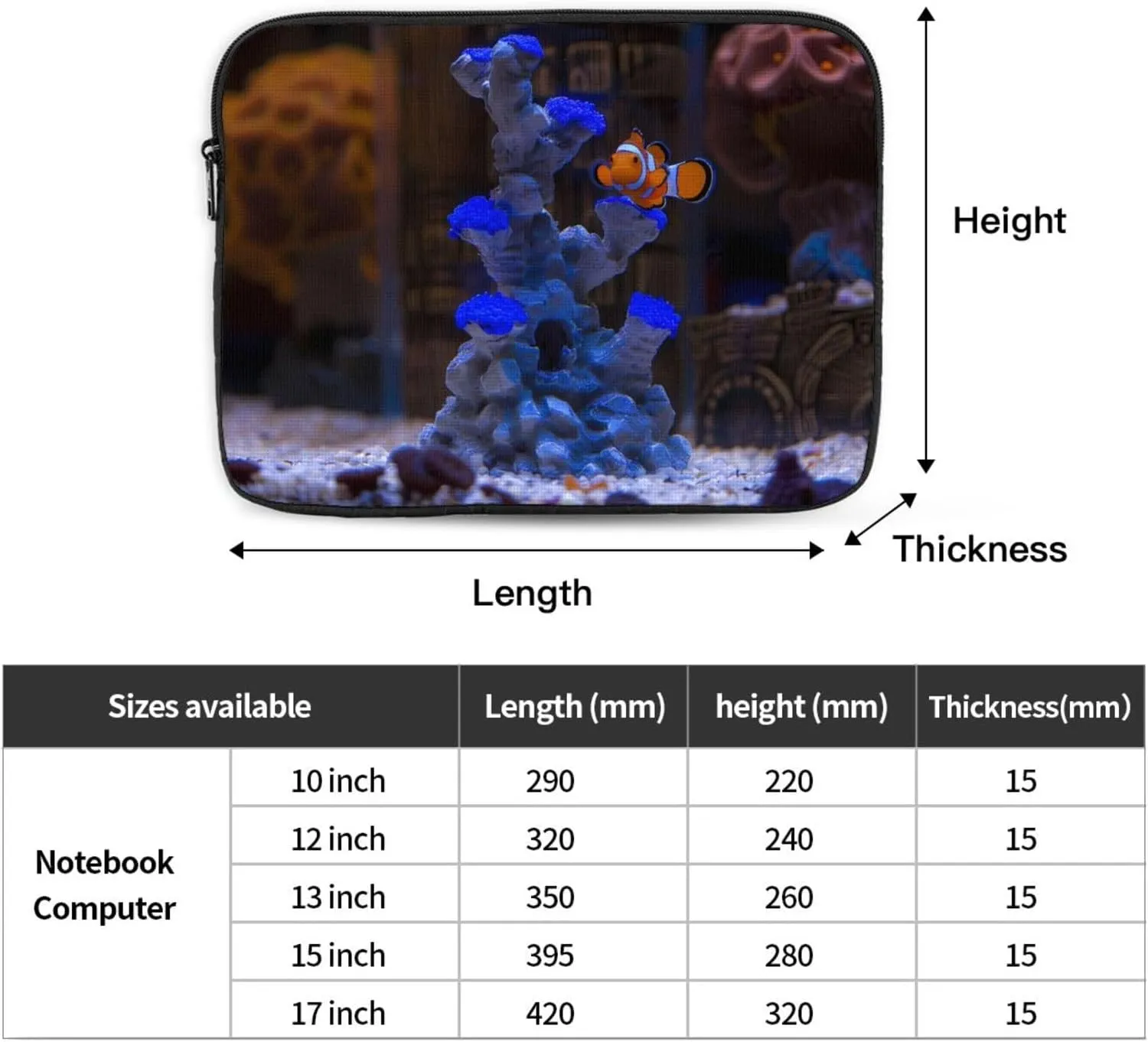 Clown Fish By The Reef Laptop Inner Bag Laptop Sleeve Case Briefcase Carrying Laptop Cover