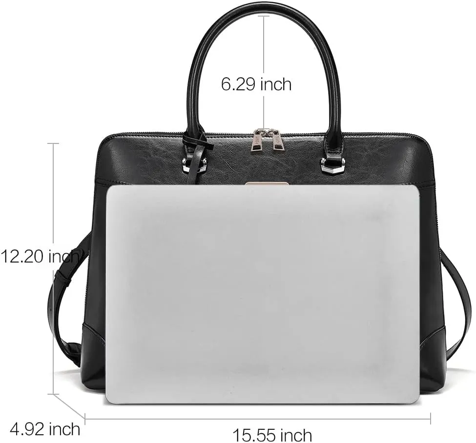 CLUCI Leather Briefcase for Women 15.6 Inch Laptop Business Computer Ladies Stylish Work Handbags Shoulder Bag