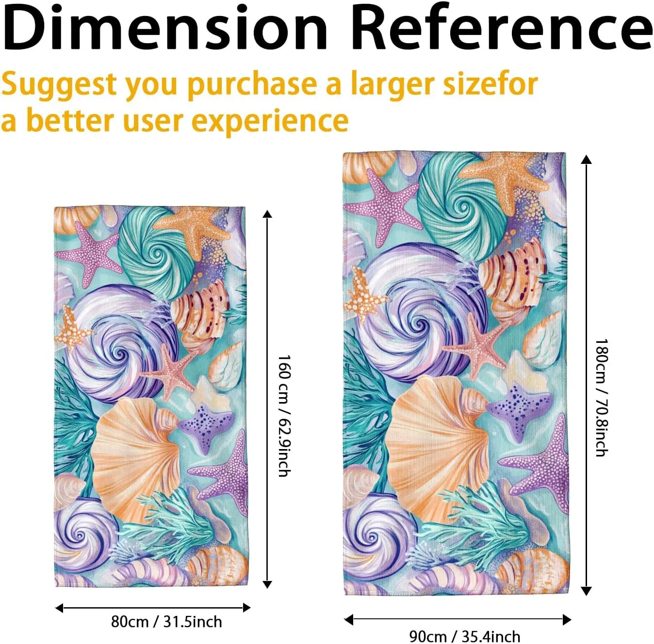 Coastal Seashell Microfiber Beach Towel Ocean Blue Abstract Design Quick Dry Lightweight Sand Free Beach Blanket, Vacation Pool Picnic Essentials 62x31 Inch