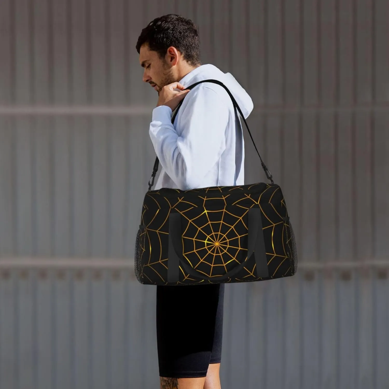 Cobweb Gold Travel Duffel Bag Large Foldable Waterproof Overnight Bag For Beach Swim Bags Pool Sports Gym
