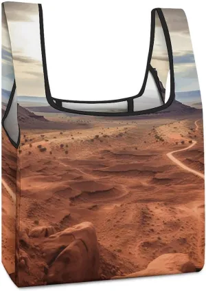 Collapsible Shopping Bag, Monument Valley Print Foldable Tote Bag Reusable Grocery Bag Large Capacity Tote Portable Grocery Bag
