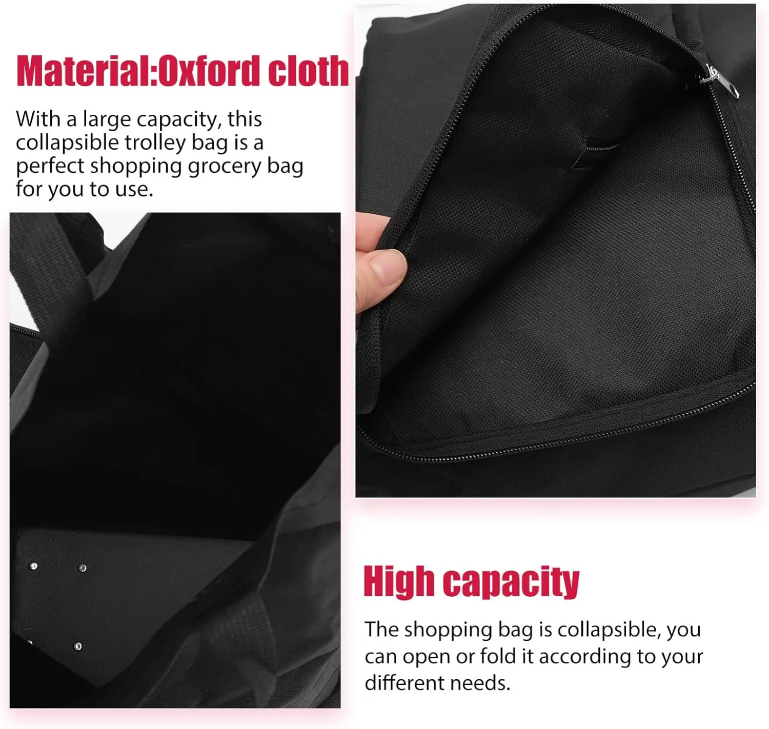 Collapsible Trolley Bag Folding Shopping Bag with Wheels Foldable Shopping Cart Utility Cart Crate