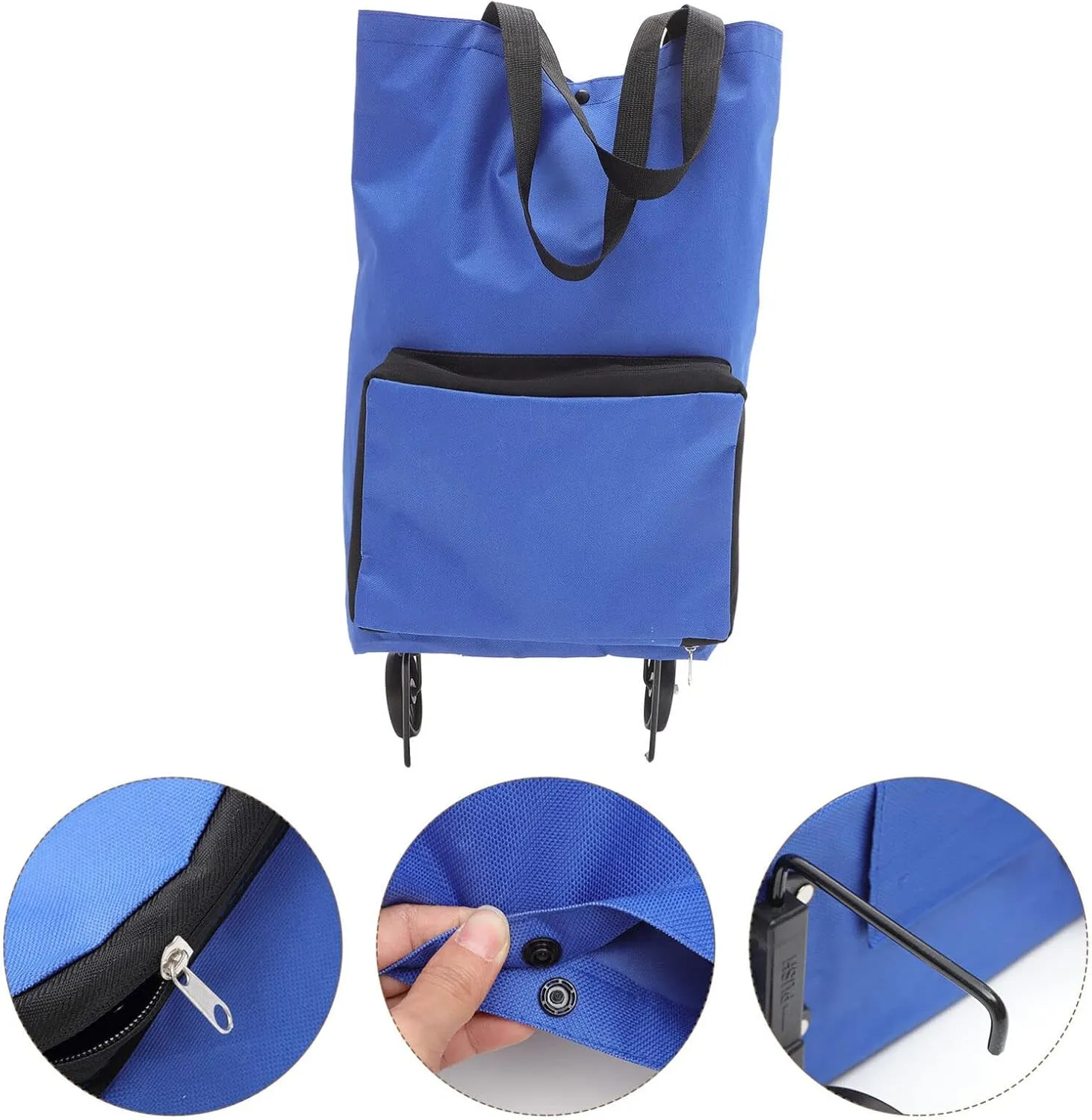 Collapsible Trolley Bag Folding Shopping Bag with Wheels Foldable Shopping Cart Utility Cart Crate