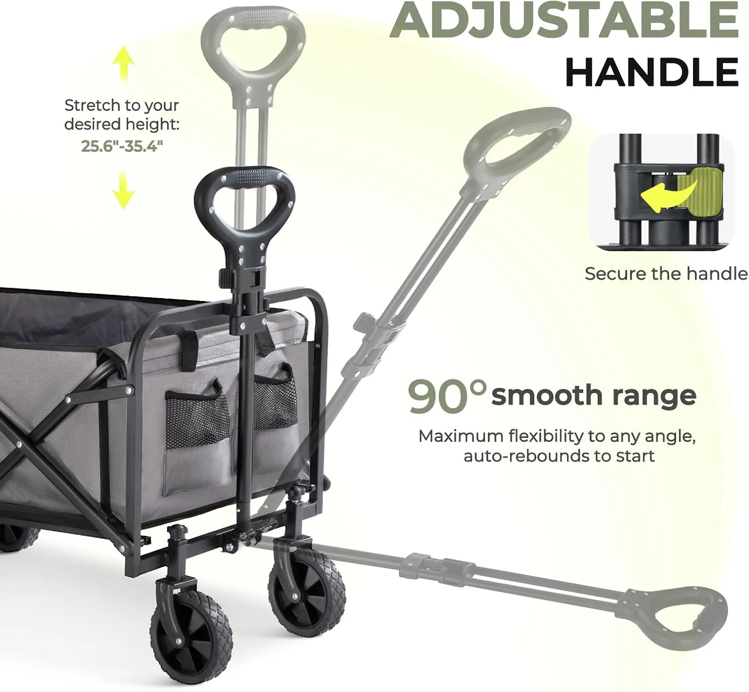 Collapsible Wagon 220 lbs, Heavy Duty Wagon Carts Foldable, Portable Wagons for Groceries, Beach Cart with All-Terrain Wheels & Drink Holders, Utility Wagons for Shopping, Sports, Camping, Grey