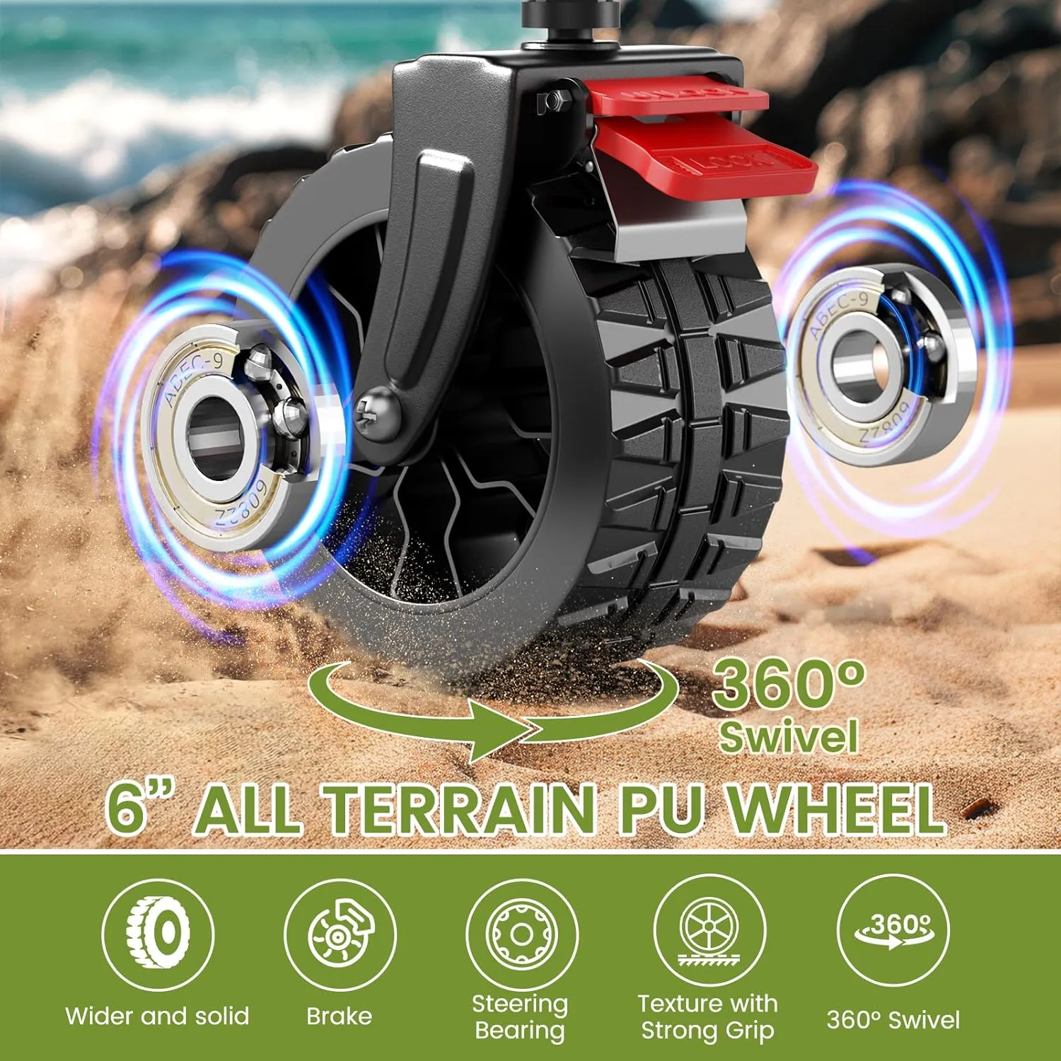 Collapsible Wagon Cart, 150L Heavy Duty Foldable Beach Wagon with Wider Wheels & Auto-Rebound Handle, Utility Grocery Shopping Cart for Garden, Shopping, Camping, Sports, Pink