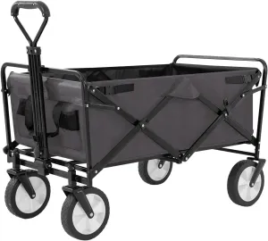 Collapsible Wagon Folding Wagon Garden Cart with Large Capacity, Portable Utility Wagon Cart Heavy Duty for Beach Camping Shopping Garden (Grey)