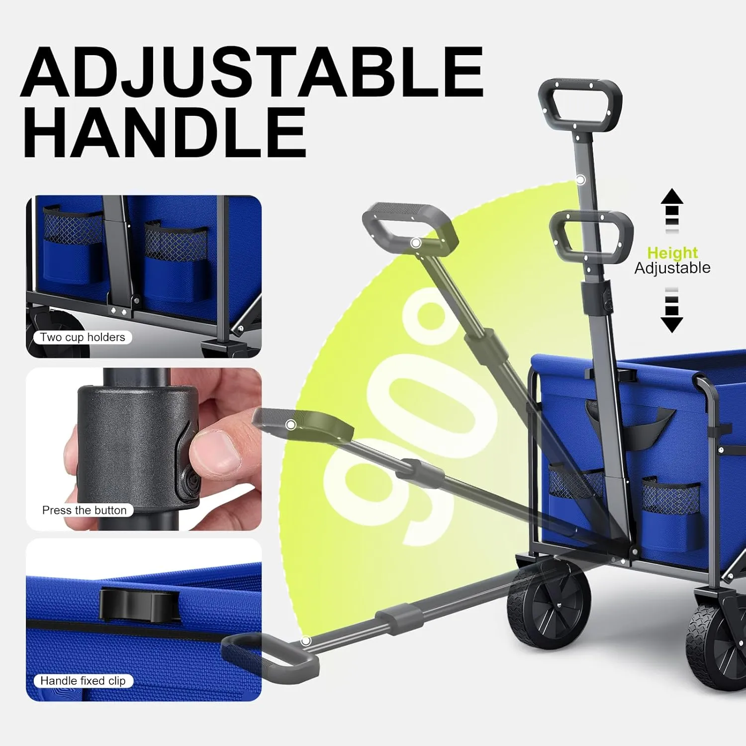 Collapsible Wagons Carts Foldable with Extended Tailgate, Folding Wagon Cart on Wheels, Portable Heavy Duty Shopping Carts for Groceries, Apartment, Garden, Camping, Sports, Fishing, Outdoor (Blue)