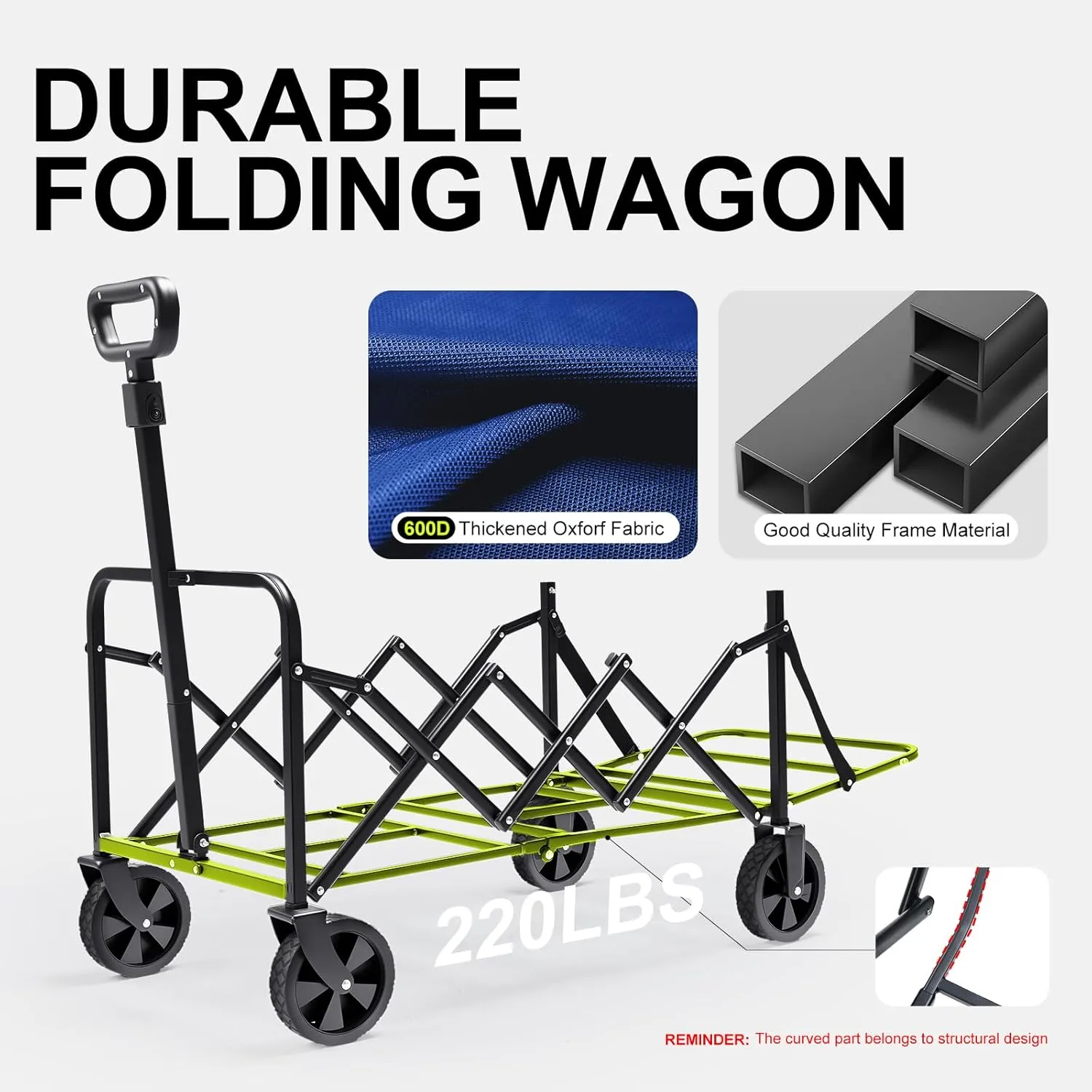 Collapsible Wagons Carts Foldable with Extended Tailgate, Folding Wagon Cart on Wheels, Portable Heavy Duty Shopping Carts for Groceries, Apartment, Garden, Camping, Sports, Fishing, Outdoor (Blue)