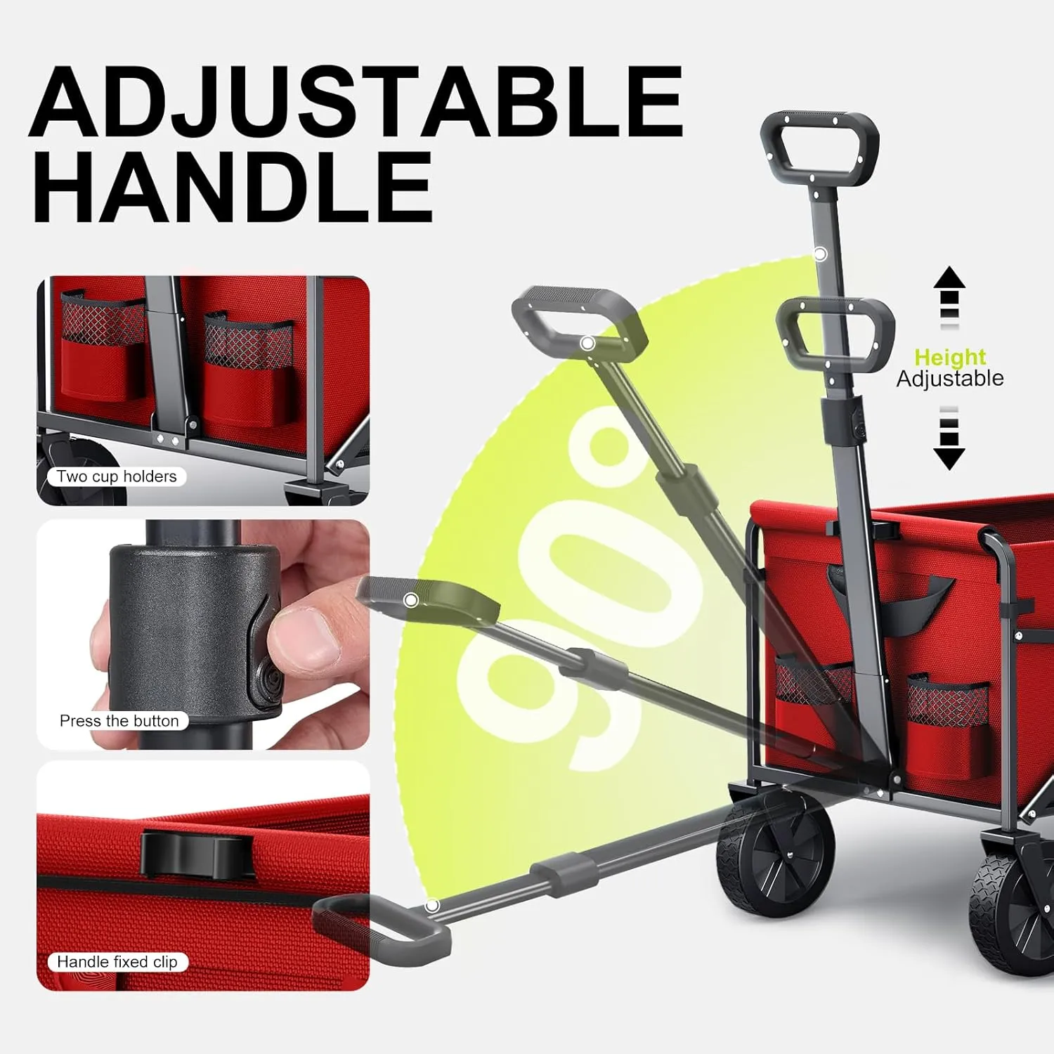 Collapsible Wagons Carts Foldable with Extended Tailgate, Folding Wagon Cart on Wheels, Portable Heavy Duty Shopping Carts for Groceries, Apartment, Garden, Camping, Sports, Fishing, Outdoor (Red)