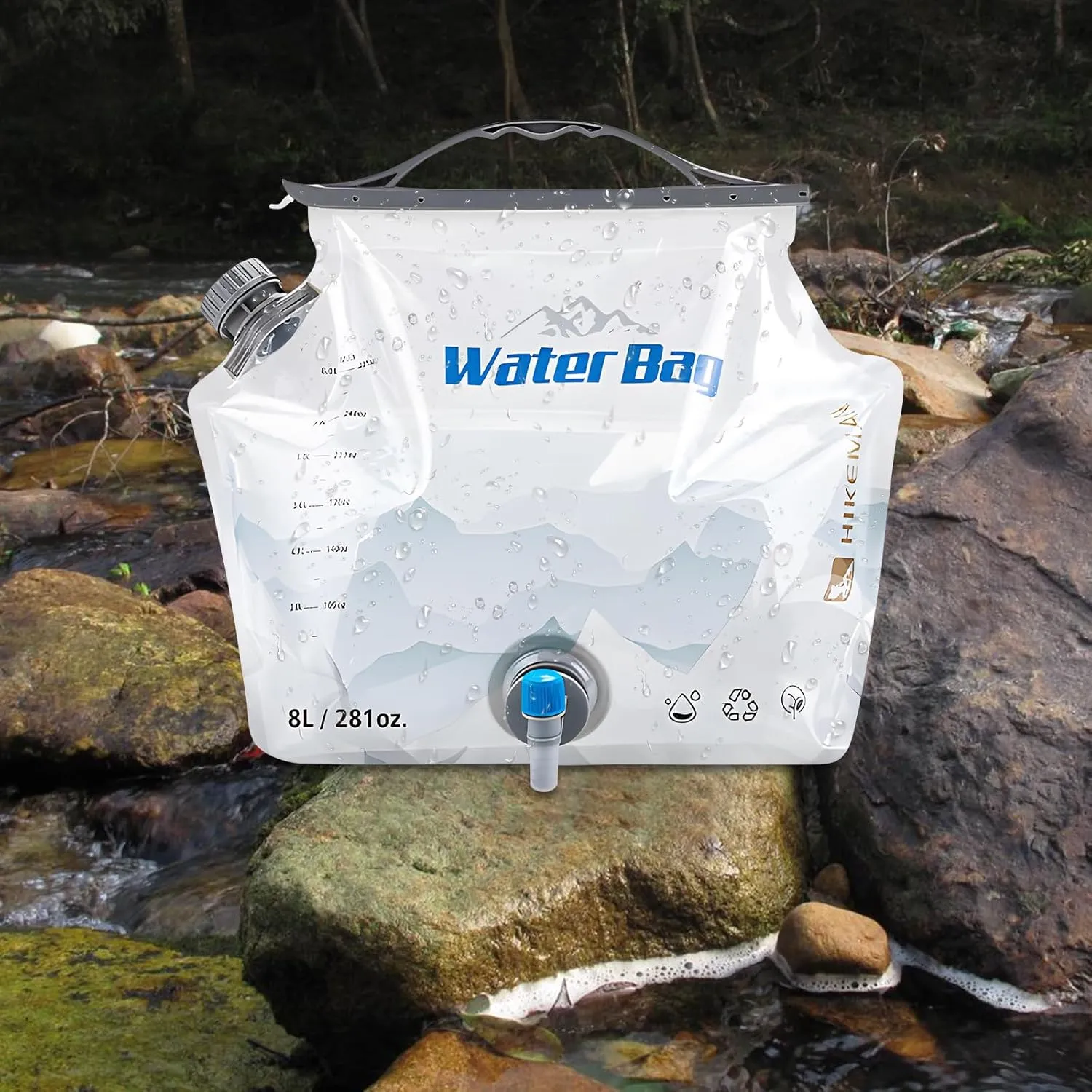 Collapsible Water Container with Faucet, 8L, BPA Free, 2-Pack, Food Grade Storage Bags for Camping