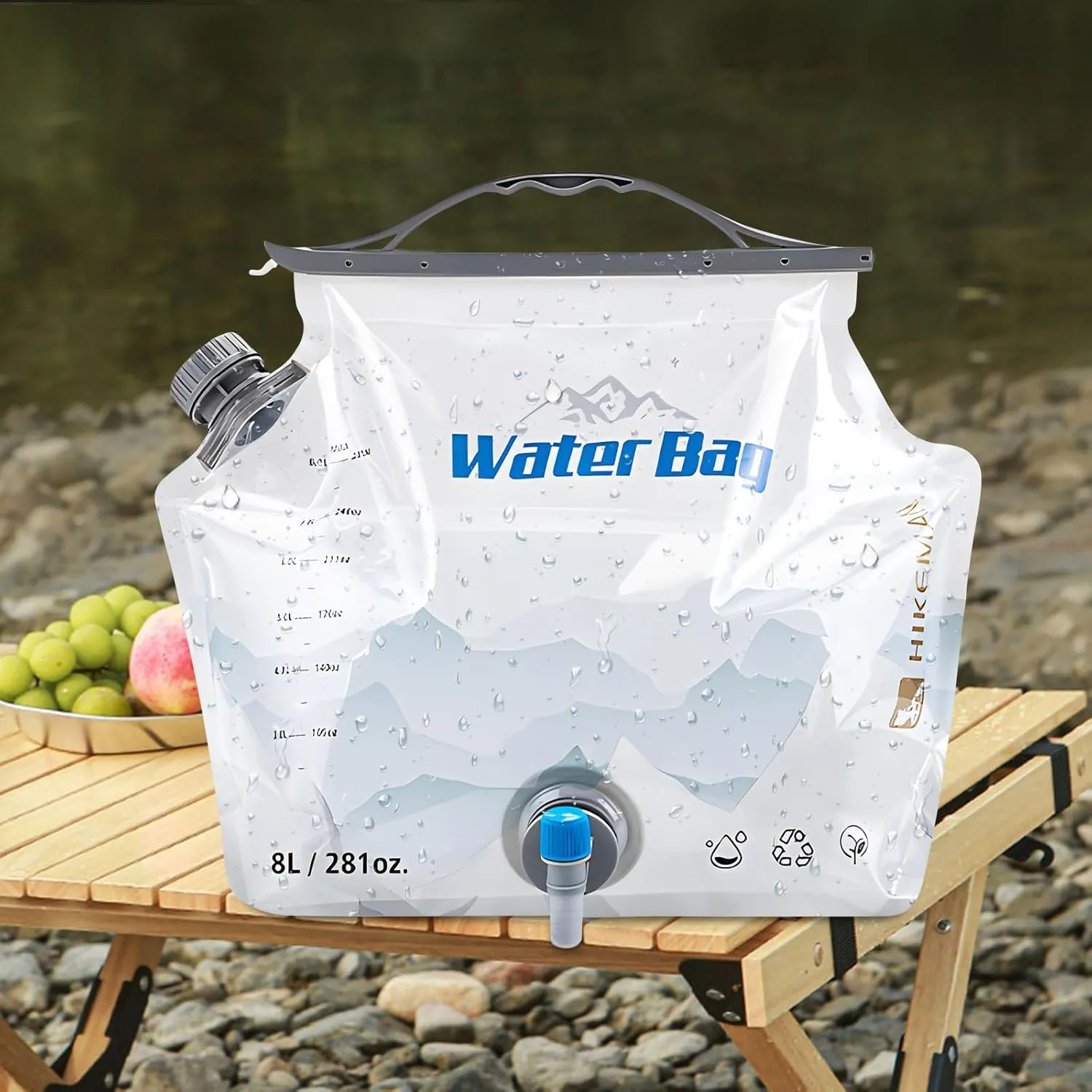 Collapsible Water Container with Faucet, 8L, BPA Free, 2-Pack, Food Grade Storage Bags for Camping