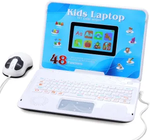 Color Screen Kids Laptop - 48 Learning Modes to Learn Alphabet, Mathematics, Color, Logic, Words, Play Games and Music - Toys for Children Kid Ages 5 