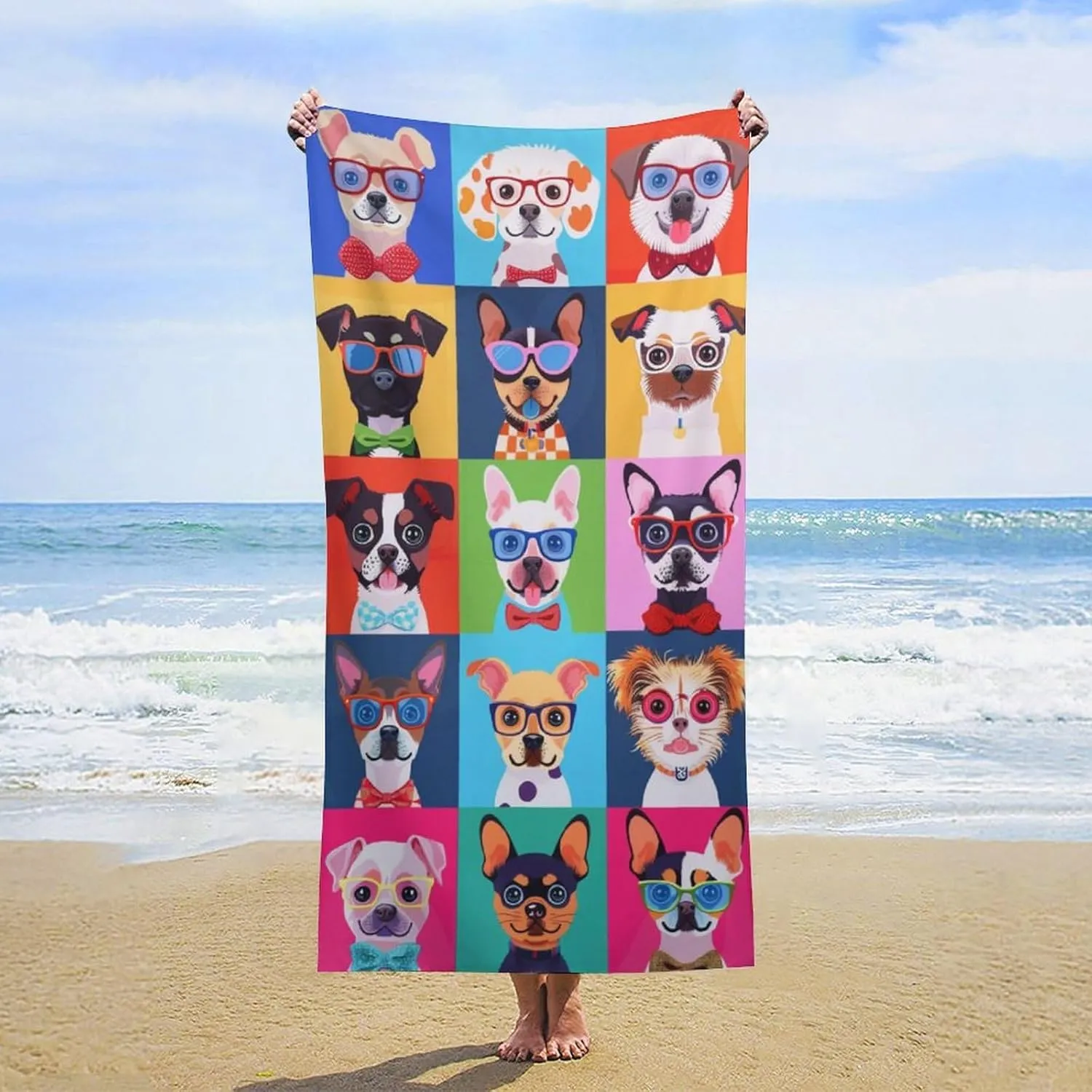 Colored Dog Beach Towel for Girls 60"x30"- Microfiber Suede Beach Towel - Quick Dry Sand Free Lightweight Kids Towels - Perfect for Beach Pool Swim Bath Travel Picnic Camping