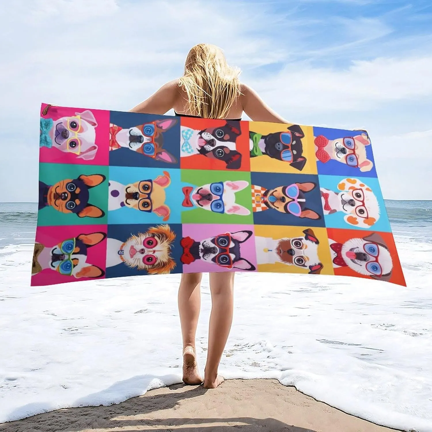 Colored Dog Beach Towel for Girls 60"x30"- Microfiber Suede Beach Towel - Quick Dry Sand Free Lightweight Kids Towels - Perfect for Beach Pool Swim Bath Travel Picnic Camping