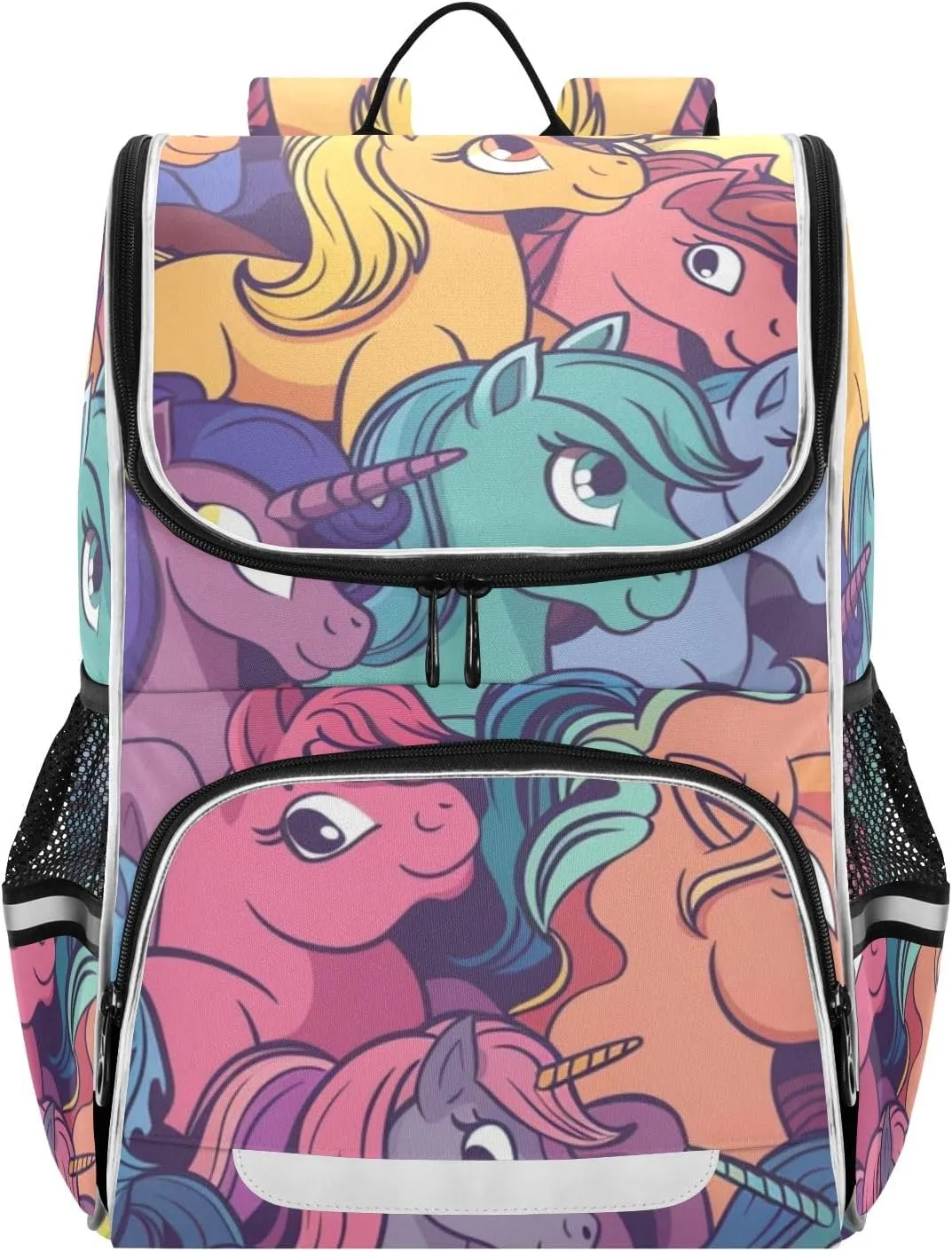 Colored Ponies School Backpack for Boys Girls, Elementary School Bookbag Travel Bag Daypack for Students