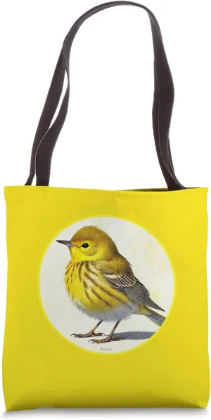Colorful Retro Yellow Warbler Bird Design Tote Bag