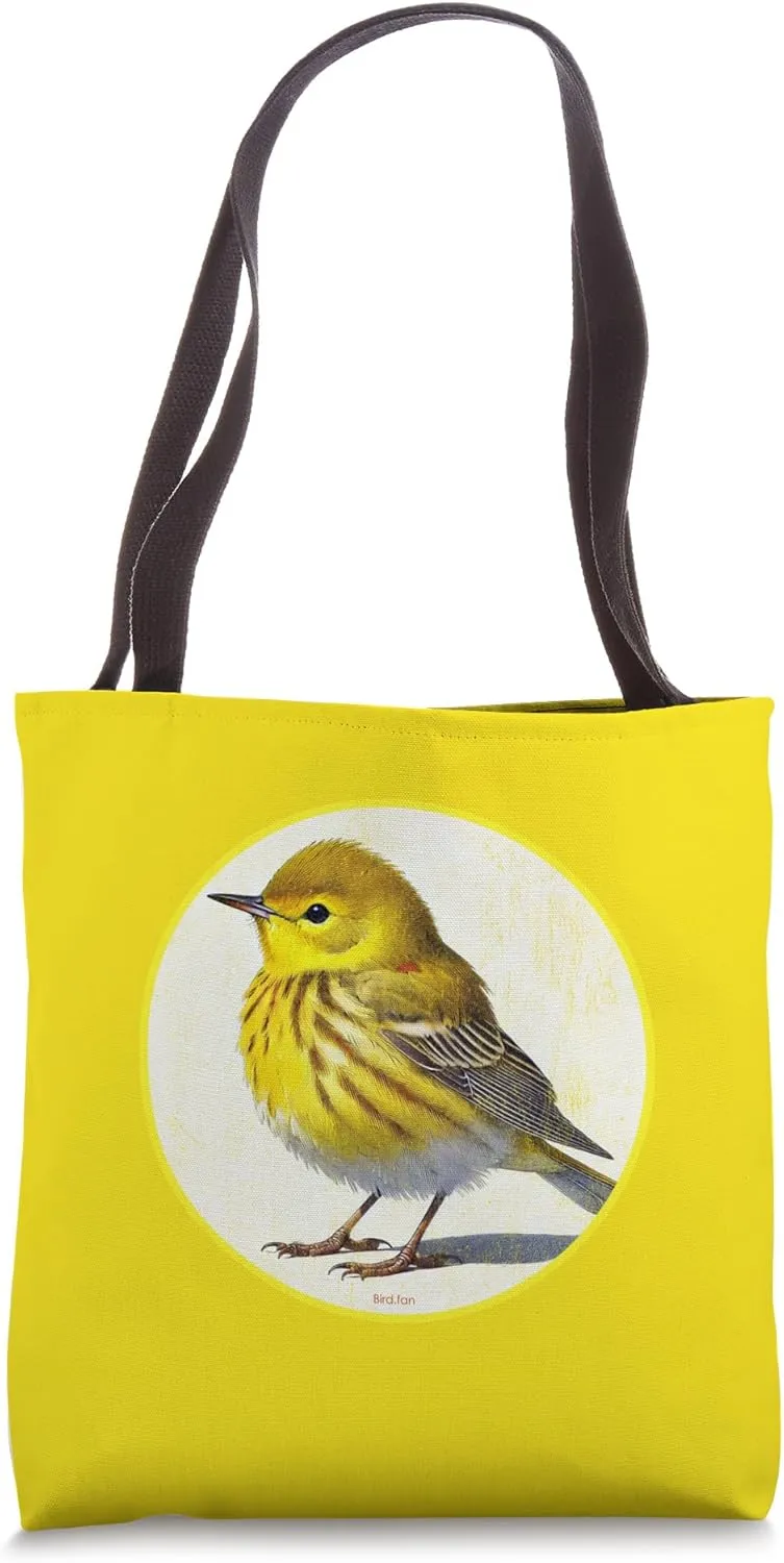 Colorful Retro Yellow Warbler Bird Design Tote Bag