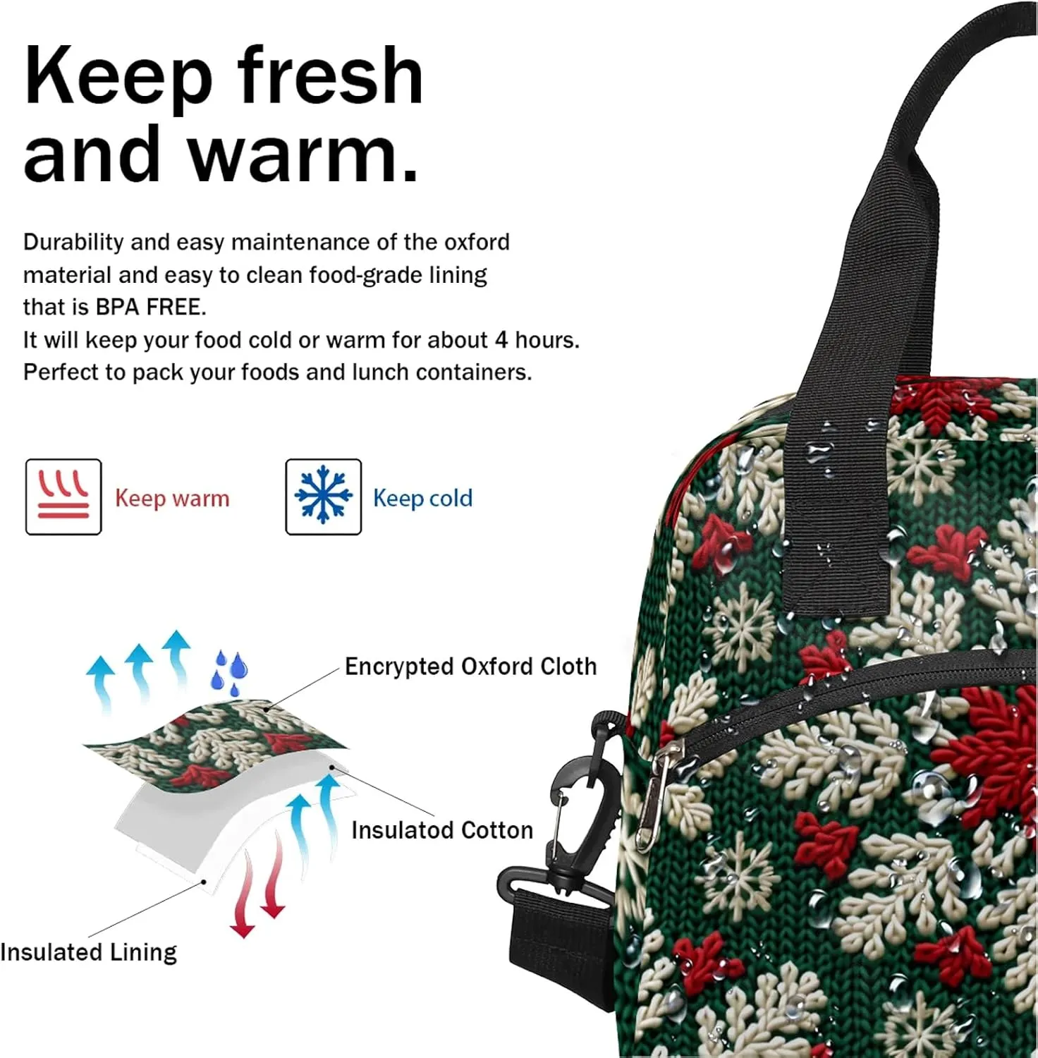 Colorful Snowstorms Lunch Box by Insulated Lunch Bag Reusable Leak-Proof Cooler Bag With Adjustable Shoulder Strap