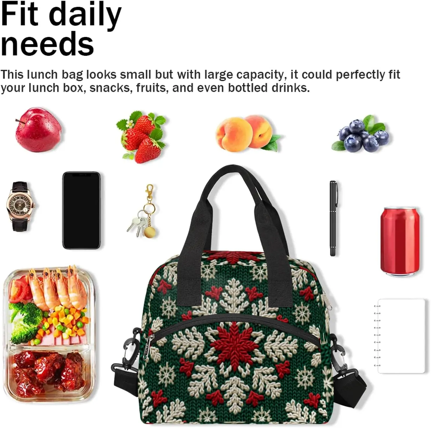 Colorful Snowstorms Lunch Box by Insulated Lunch Bag Reusable Leak-Proof Cooler Bag With Adjustable Shoulder Strap