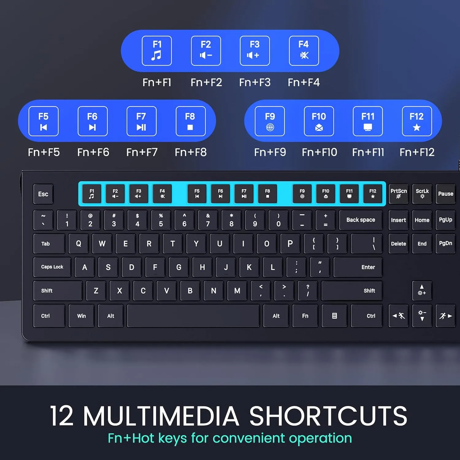 Computer Keyboard Wired, Plug Play USB Keyboard, Low Profile Chiclet Keys, Large Number Pad, Caps Indicators, Foldable Stands, Spill-Resistant, Anti-Wear Letters for PC Laptop (Backlit, 1-Pack)