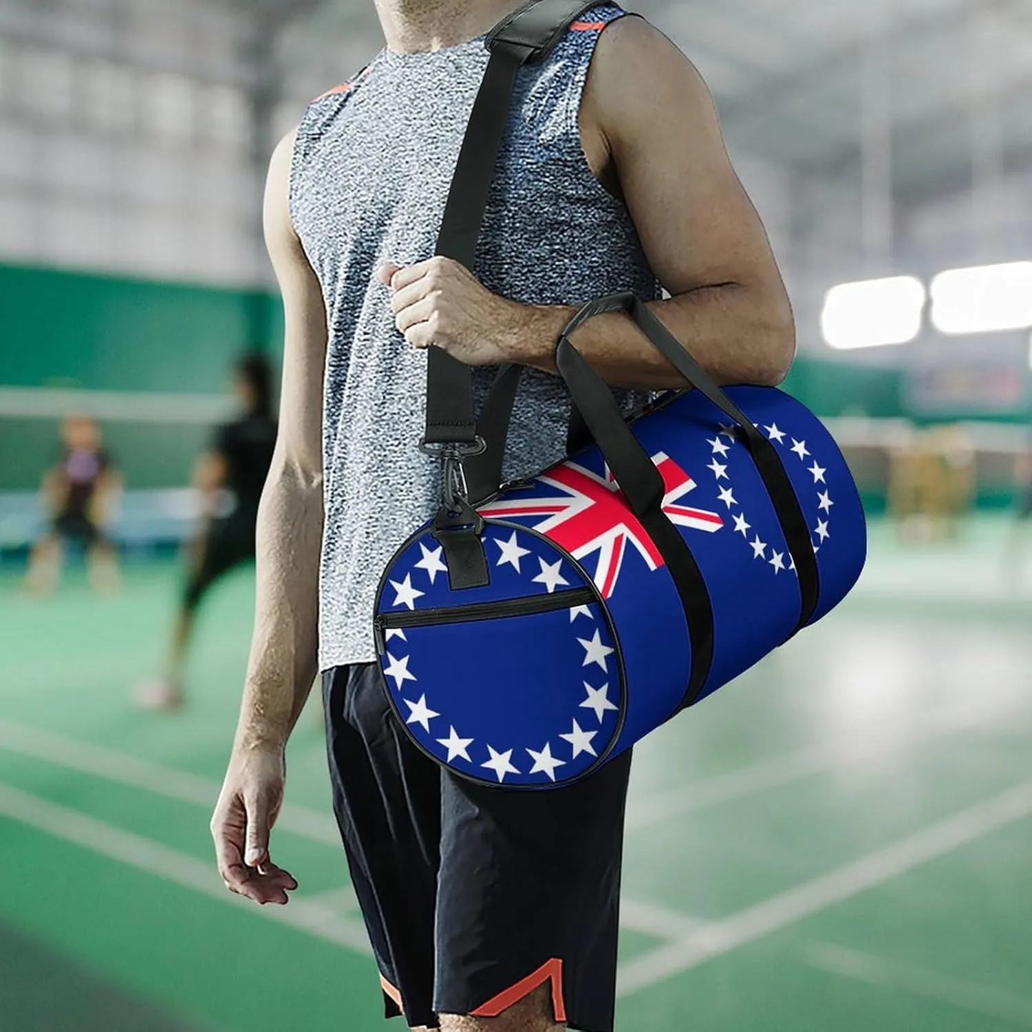Cook Lslands Flag Large Capacity Gym Bag for Men Women with Wet Pocket Sports Travel Tote