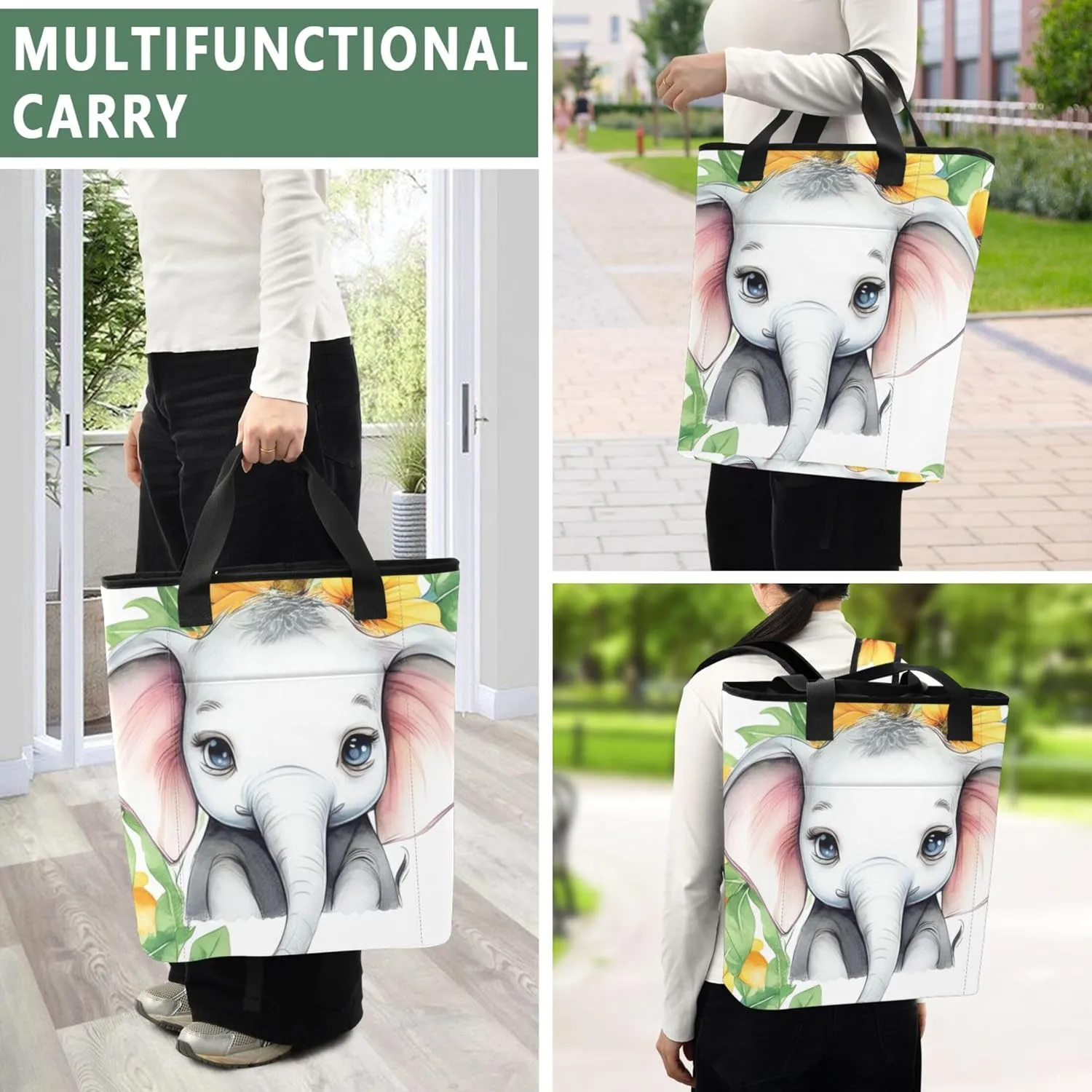 Cooler Bag FUUNY Golgo Rainbow Sun Black Large Insulated Cooler Bag 36 Cans Soft Insulated Tote Backpack for Travel