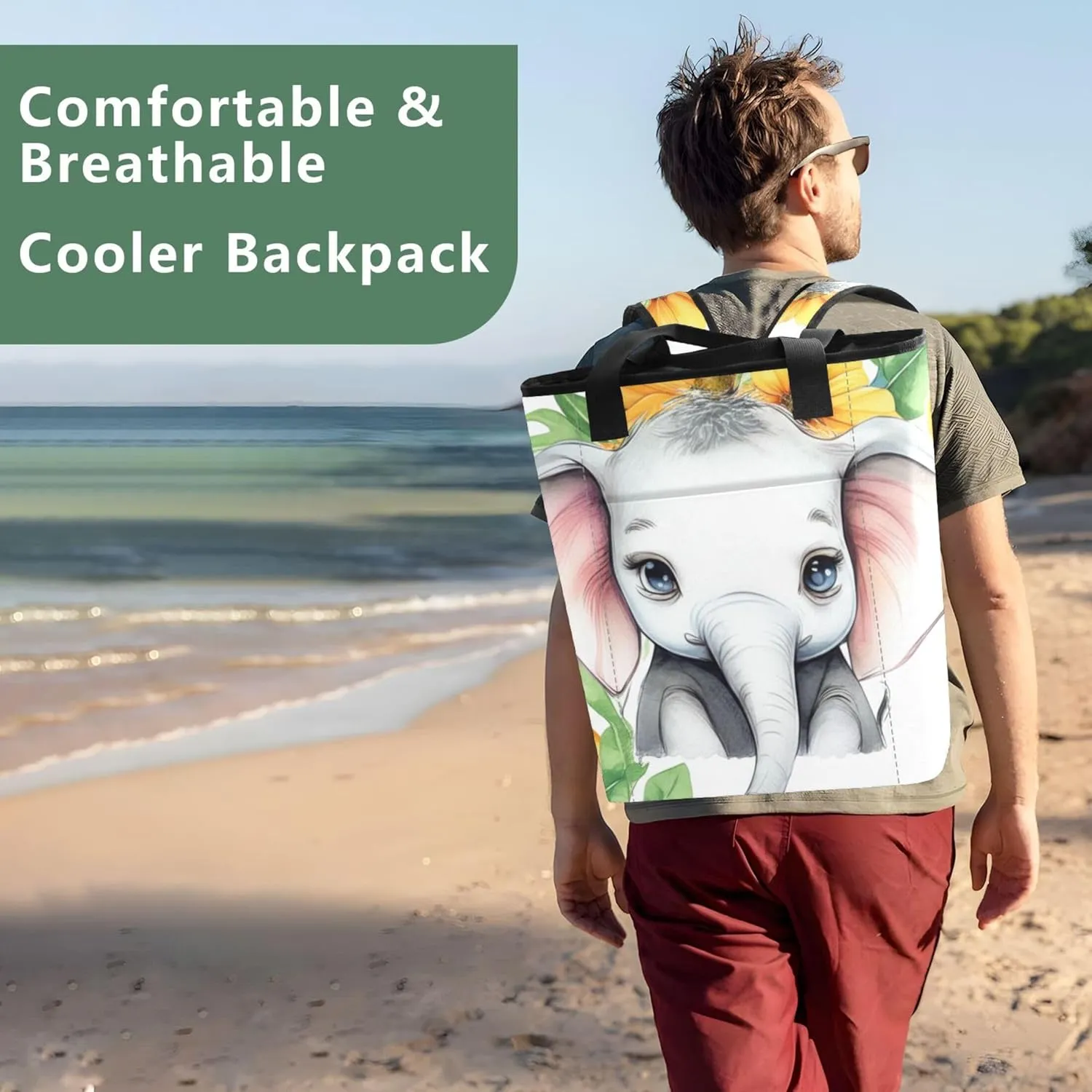 Cooler Bag FUUNY Golgo Rainbow Sun Black Large Insulated Cooler Bag 36 Cans Soft Insulated Tote Backpack for Travel