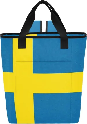 Cooler Bag Sweden Flag Blue Cooler Bags Insulated for Travel 36 Cans Leakproof Cooling Tote Bag for Lunch