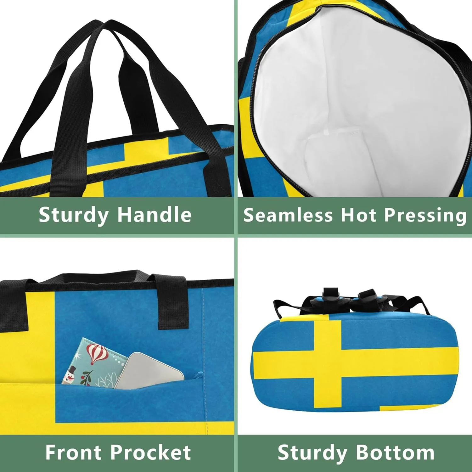 Cooler Bag Sweden Flag Blue Cooler Bags Insulated for Travel 36 Cans Leakproof Cooling Tote Bag for Lunch