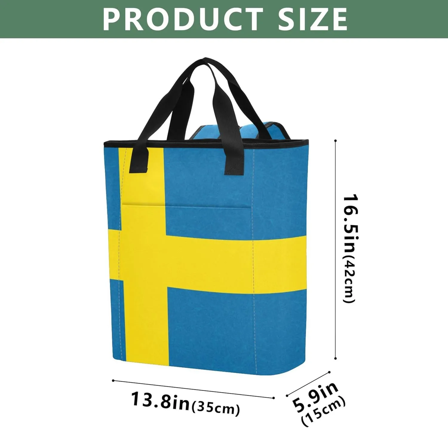 Cooler Bag Sweden Flag Blue Cooler Bags Insulated for Travel 36 Cans Leakproof Cooling Tote Bag for Lunch