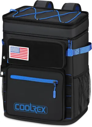 COOLREX Large Backpack Cooler 36 Can Cooler Backpack with 2 Insulated Compartments Leak Proof Waterproof Travel Backpack, Camping Beach Picnic Lunch Thermal Bag for Women and Men