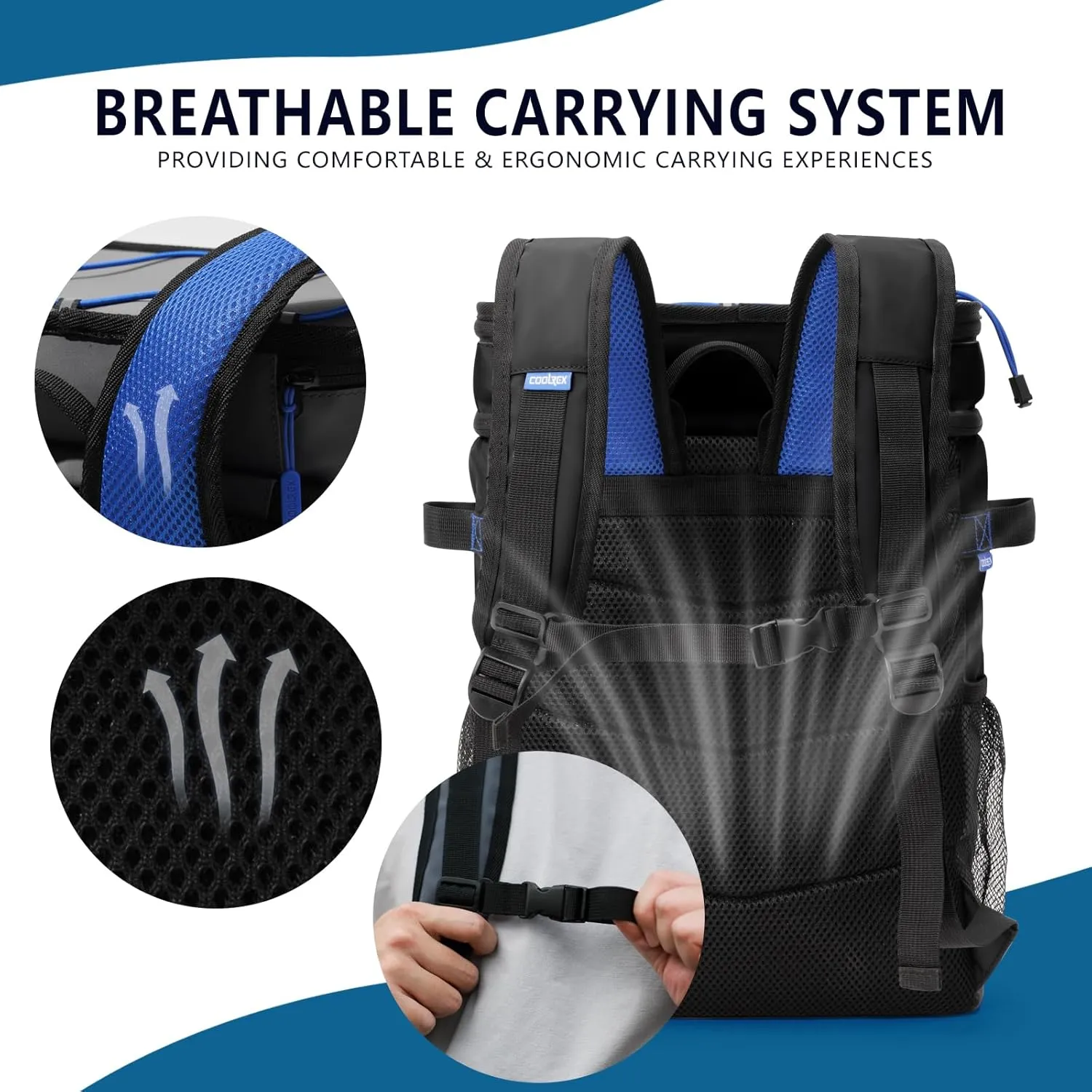 COOLREX Large Backpack Cooler 36 Can Cooler Backpack with 2 Insulated Compartments Leak Proof Waterproof Travel Backpack, Camping Beach Picnic Lunch Thermal Bag for Women and Men