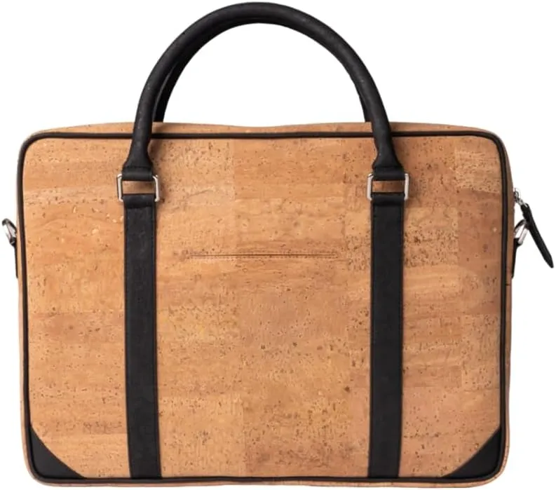 Cork Slim Laptop Bag - Unisex Luxury Work Briefcase For Men & Women - Sustainable Vegan Leather Business Bag