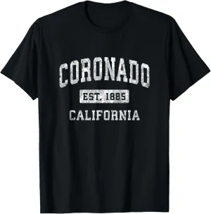 Coronado California CA Vintage Established Sports Design T-Shirt