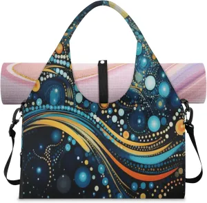 Cosmic Dots Fantasy Waterproof Gym Bag for Men Women, Sports Duffel Bag with Shoe Compartment Yoga Mat Holder, Portable Large Travel Bag for Fitness, Camping, Weekend Trips