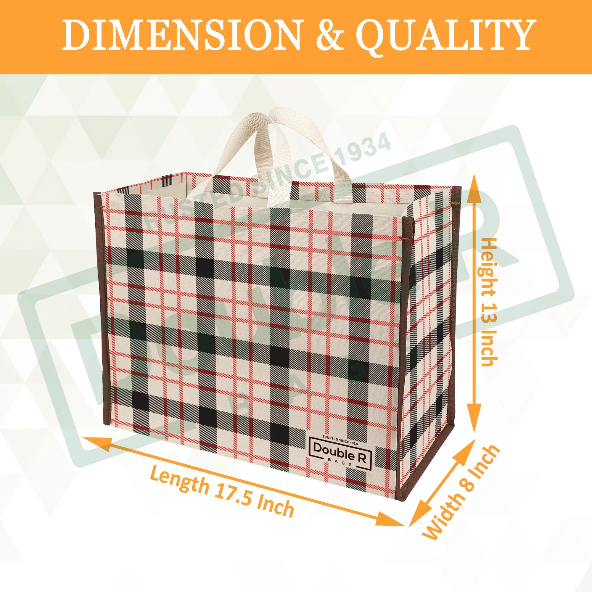 Cotton Canvas Grocery Shopping Bags for Carry Milk Fruits Vegetable with Reinforced Handles Pack of 3